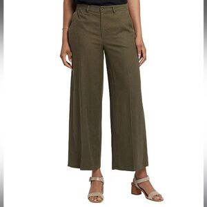 NYDJ Linen Blend Morgan Wide Leg Trousers / Green / Size 12